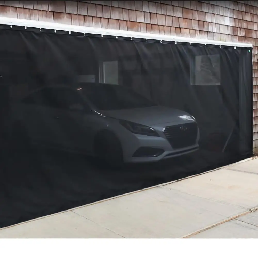 Garage Door Screen Privacy Curtain Retractable Heavy Duty Track Closure Easy Install Outdoor_EXIT