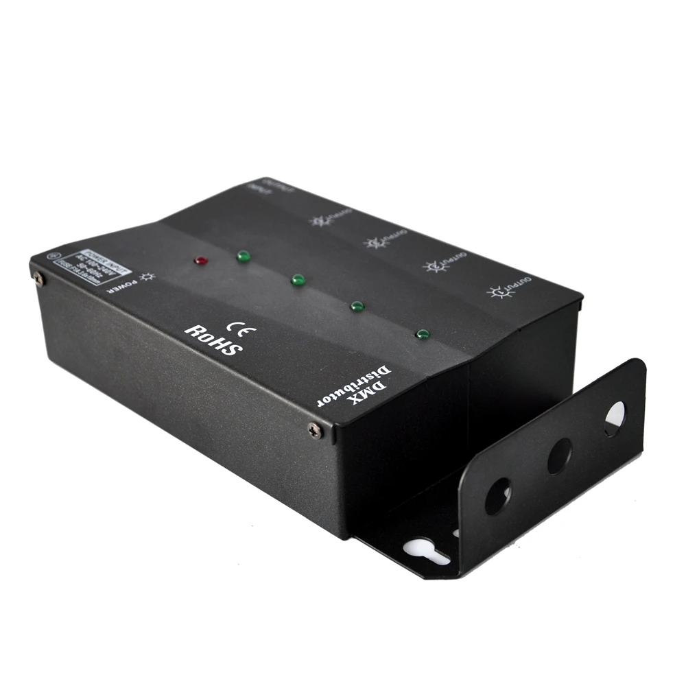 Multiple Installation Methods 4 Channels DMX Distributor,Wide Input Power Supply for All Stage Light,3Pins or 5Pins to Choose