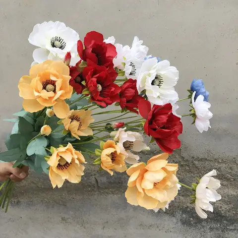 Simulated Flower Anemone Simulated Wild Chrysanthemum Home Wedding Hall Decoration Flower Arrangement Photography Props Rose