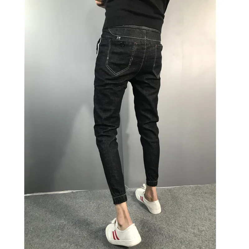 All-match Jeans Men's Ankle Lengt Pants Trend-fitting Slim-leg Pants Hong Kong Style All-match Beam Leg Pants Social Spirit Guy