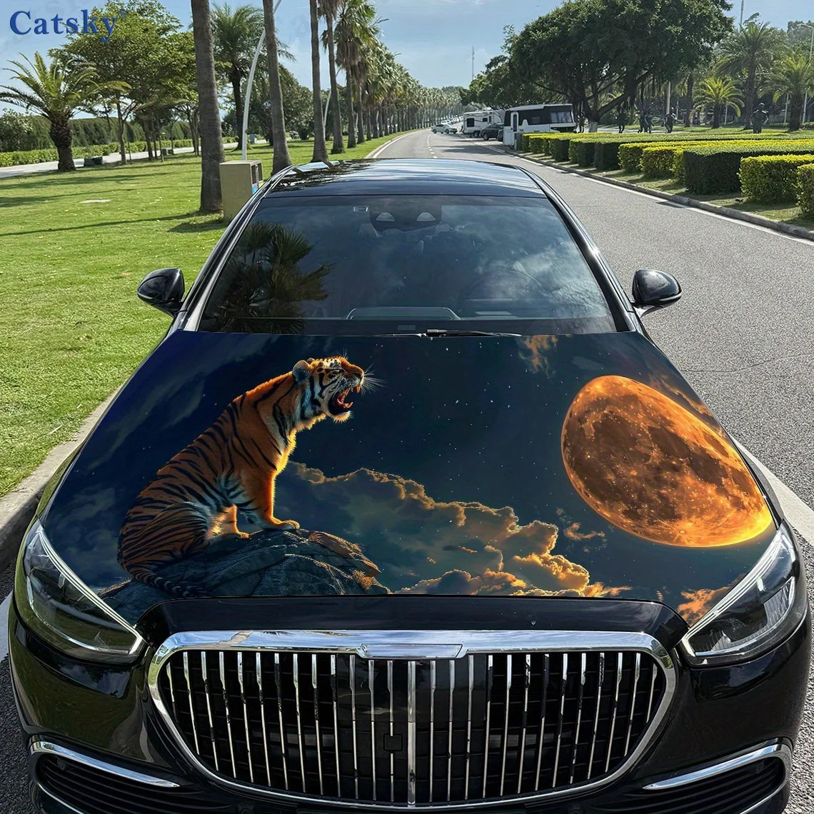 

Fierce tiger print,car hood stickers,PVC waterproof Self adhesive car hood sticker,car hood decoration protection stickers,Auto