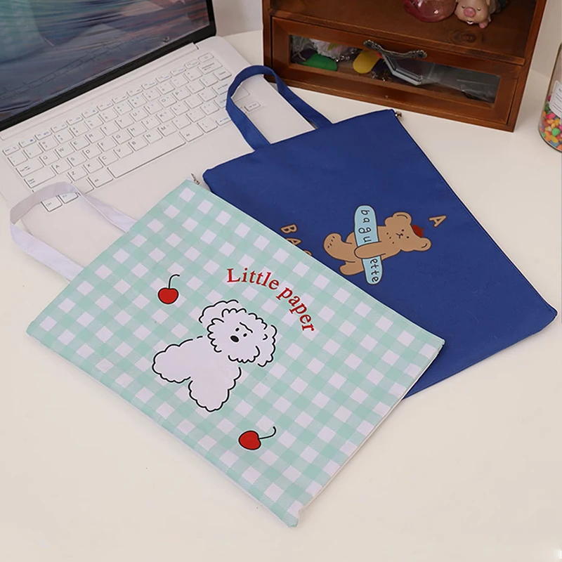 1 قطعة لطيف الكرتون الحيوان سستة حقيبة مستندات Kawaii طالب أكسفورد تخزين ملابس حقيبة لوازم Escolar المحمولة ملف Papelaria #3