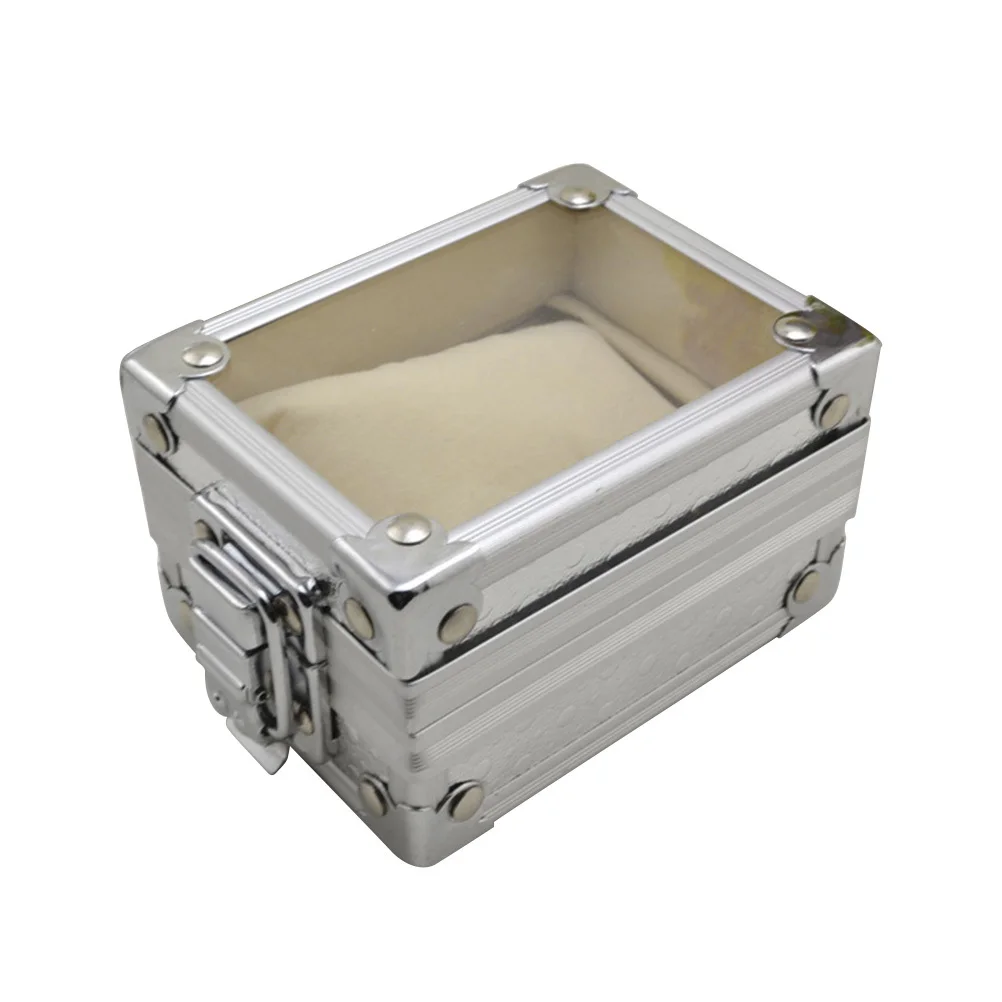Transparent Lid Watch Storage Box Luxury Metal Display Case Removable Pillow Jewelry Organizer Suitable for Personal Business