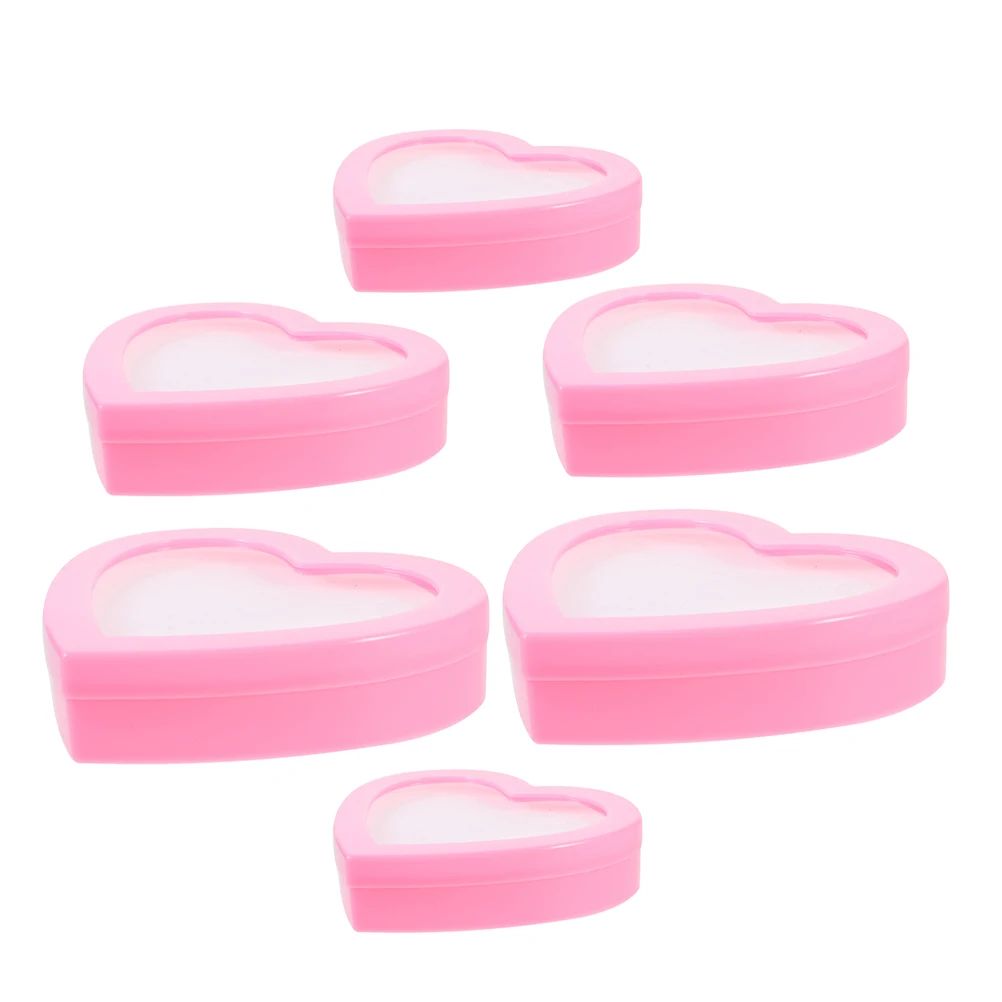 6 Pcs 's Ring Gift Box Heart Shape Rings Holder Jewelry Organizers and Storage Boxes Case Shaped Christmas Tray