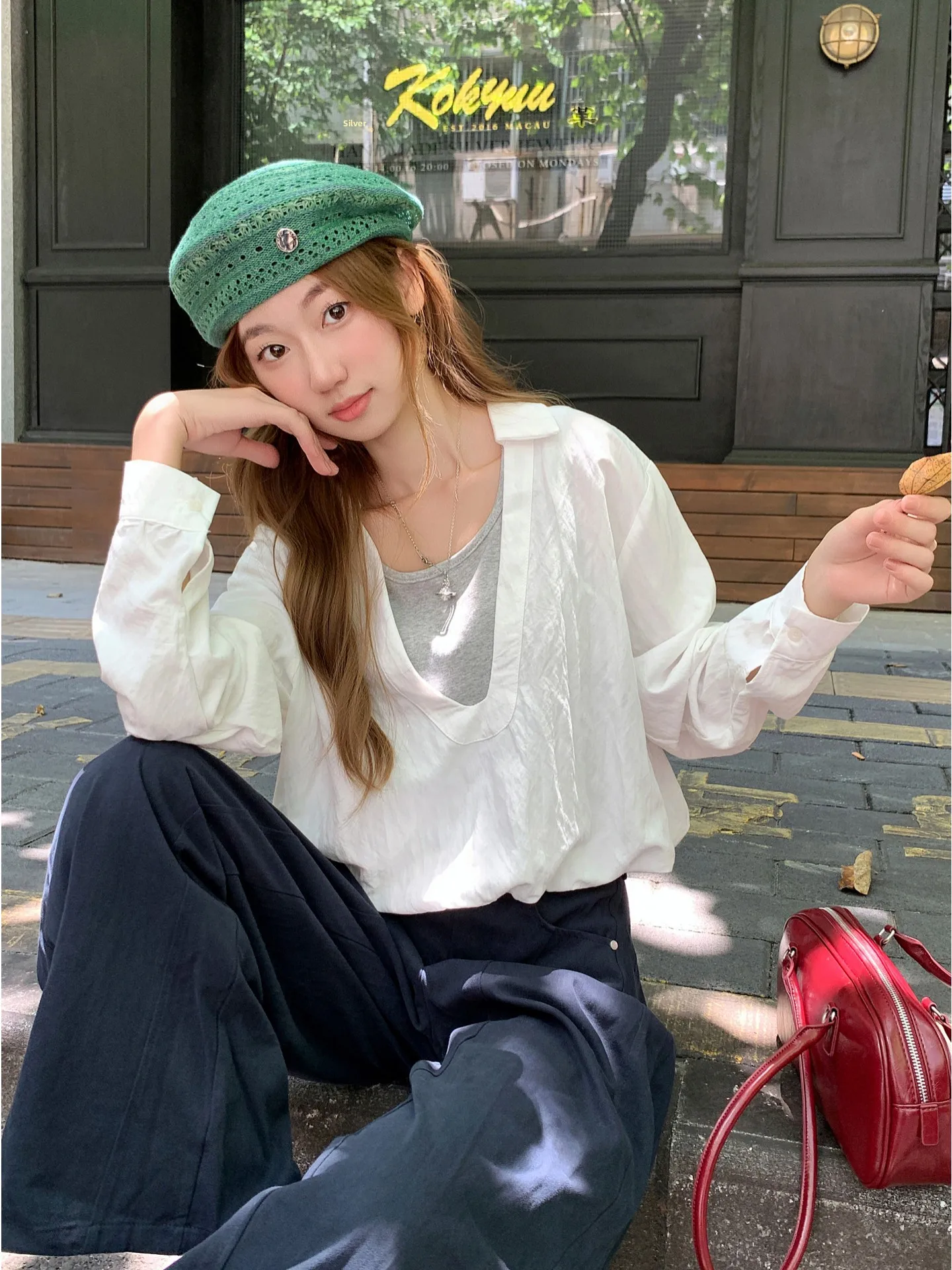 Koreanische Sle Long Sve Slim Fit frauen irt Frühen Herbst Neue Design Sensation Personali Kleine Top Trendy Kragen