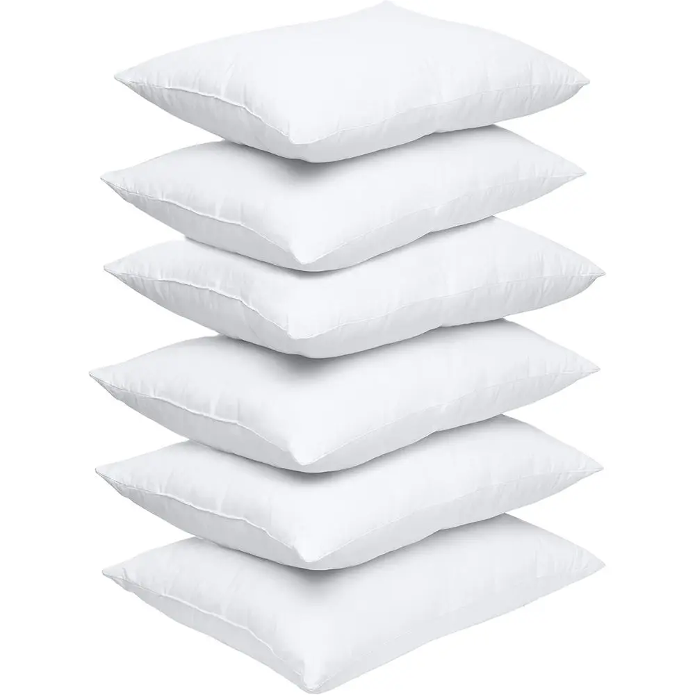 

6-Pack White Poly-Cotton Pillow Inserts with Siliconized Fiber Filling, 12x20 inches
