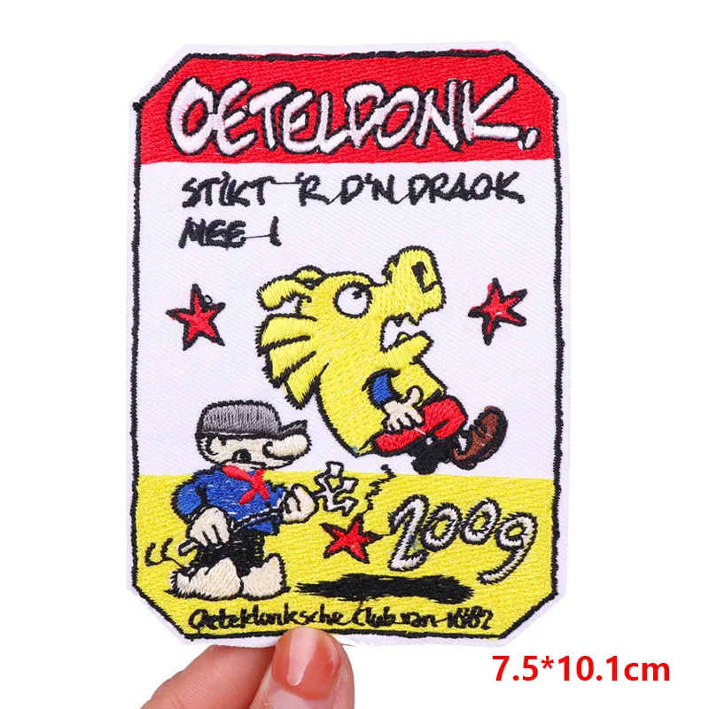 Netherland Oeteldonk Emblem Embroidered Patches Frog Patch Iron On Patches DIY Netherland Carnival Embroidery Patch For Clothing