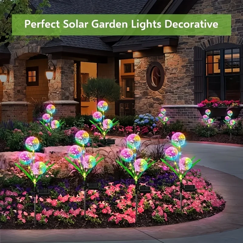 Solar Dandelion Lights Outdoor Waterproof LED Garden Lawn Lamp Ground Insertion Decorative Lamp for Yard Patio Lawn Pathway