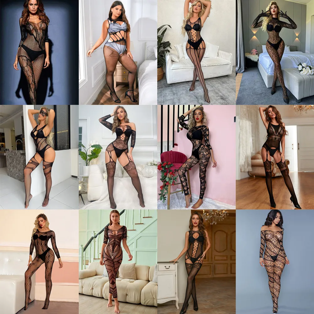 Tight Lingerie For Women 18 Styles High Elastic Full Body Stockings Costume Erotic Jumpsuit Sex Set Ladies Porn Sleepwear