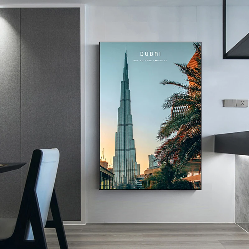 Dubai Travel Posters Dubai Cityscape Photography Prints Canvas Painting Wall Art Pictures Home Living Room Modern Decoration