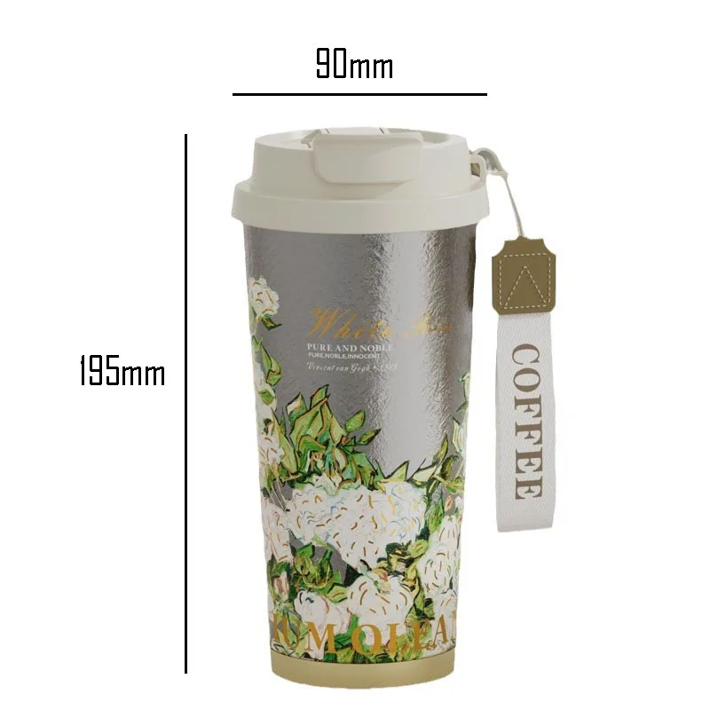 Pure Titanium Coffee Cup With Lifting Rope,Double Vacuum Thermos Cup,Sealed,Drinkware,Double Drink,Portable,Water Bottle, 520ml