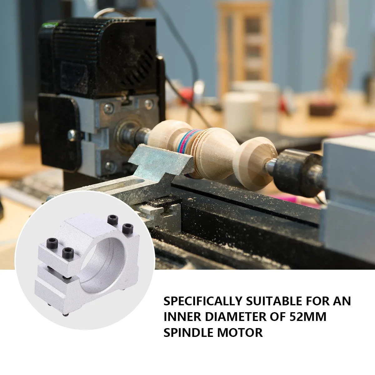 

Engraving Machine Spindle Motor Holder 52mm Aluminum Alloy Durable Anti-Skid Shock Resistant Spindle Fixed Seat for Cnc Router
