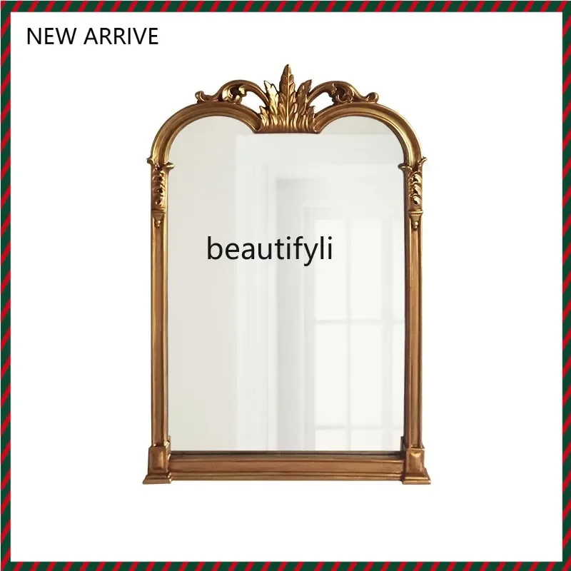 

SS NewFrench Vintage Makeup Mirror Smart Bathroom Mirror Bedroom European Entrance Fireplace Decorative Mirror Wall