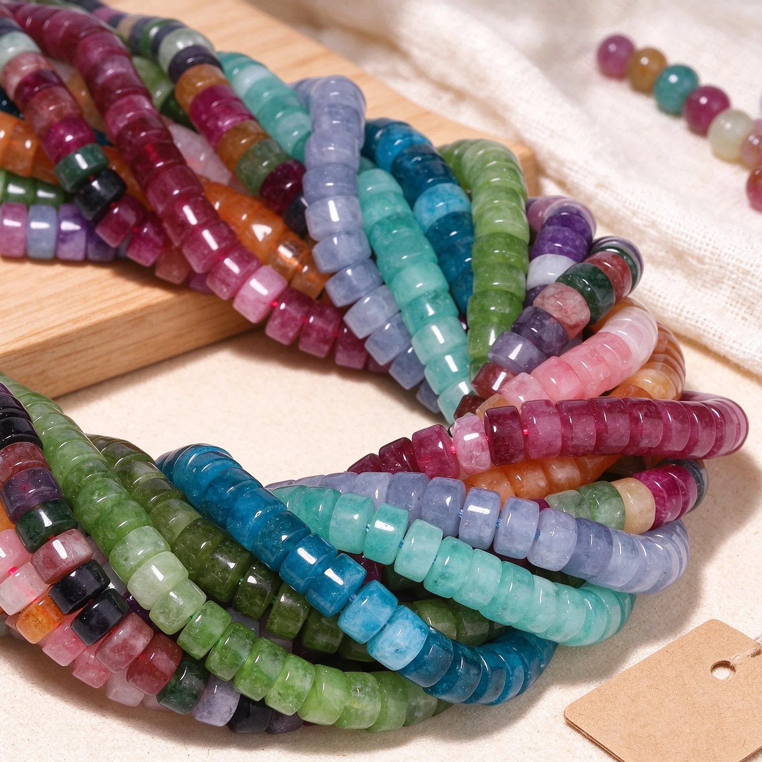 4x7mm Straight Cut Multi Material Spacer Beads 15 Inch Loose Bead Flat Disc DIY Bracelet Necklace Jewelry Making Craft Supplies