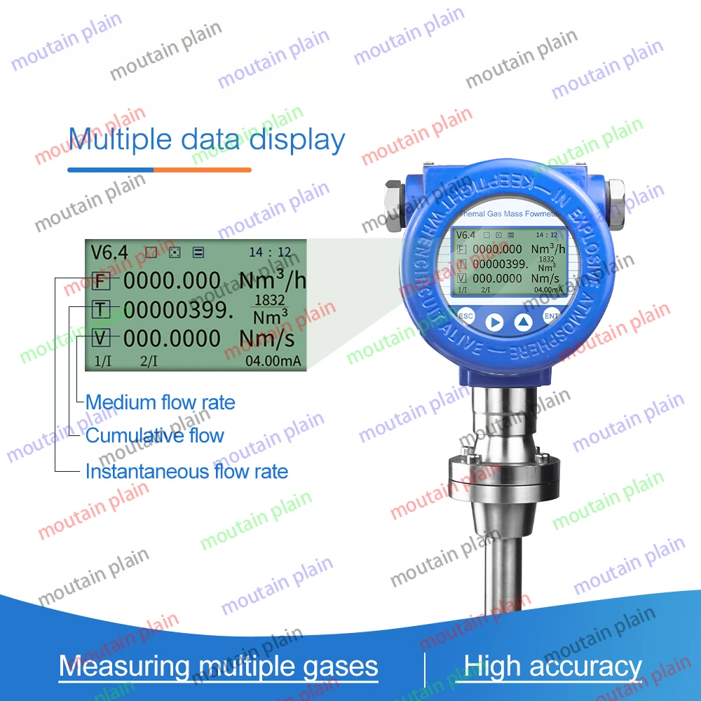 Gas Mass Flowmeter Marsh Gas Hydrogen Flowmeter Thermal Flow Meter Oxygen Nitrogen Natural