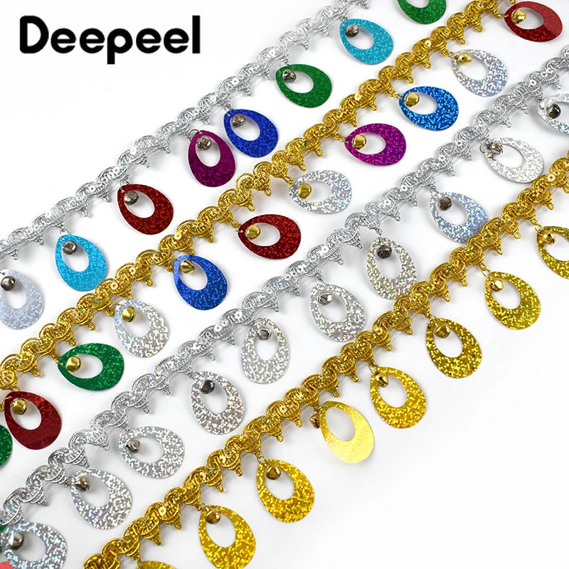 4Meters 6cm Sequins Tassel Lace Trims Bag Clothes Dress Decorative Braid Fringe Ribbon DIY Sewing Material Crafts Accessories