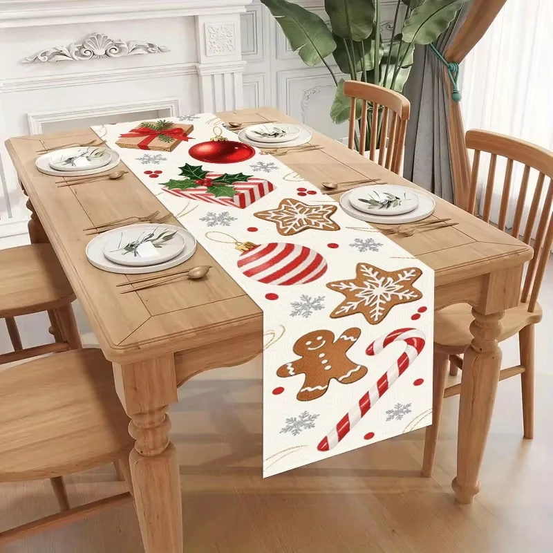 زينة عيد الميلاد الجدول عداء الثلج الزنجبيل الرجال و قصب الحلوى تصميم السنة الجديدة ديكور مفرش طاولة الجدول مسار