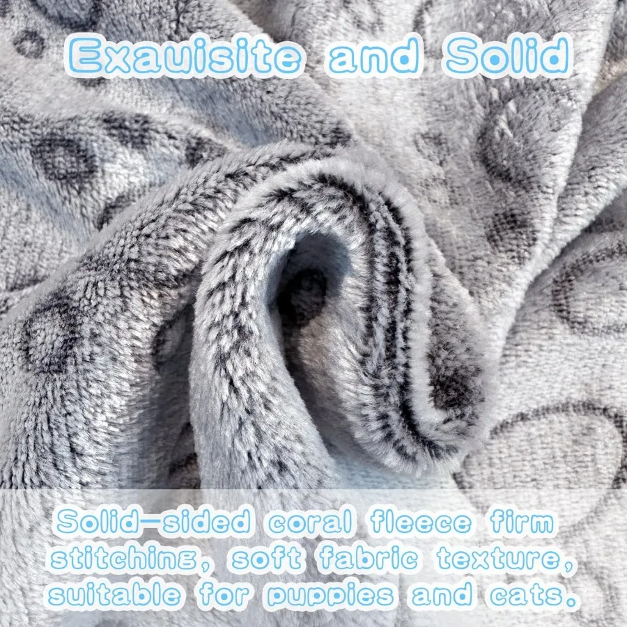 عبوة واحدة مكونة من 3 بطانيات للكلاب من الفلانيل، بطانية ناعمة ورقيقة قابلة للغسل مع طباعة مخلب لطيفة مقاس 41 × 31 رمادي مثالية للفراش المريح