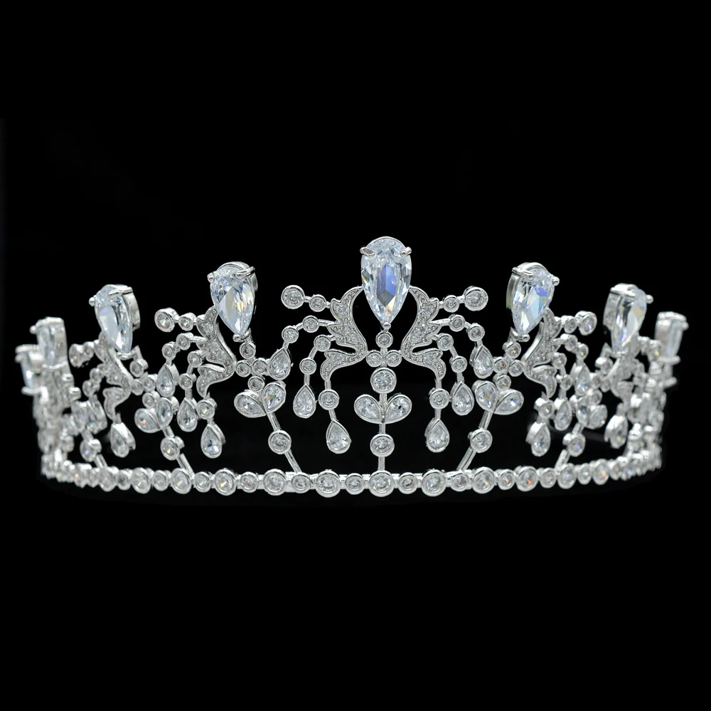 European Royal Wedding Crown with 5A Zirconia, Vintage Crystal Bridal Tiara for Princess Hair Accessories CH10081