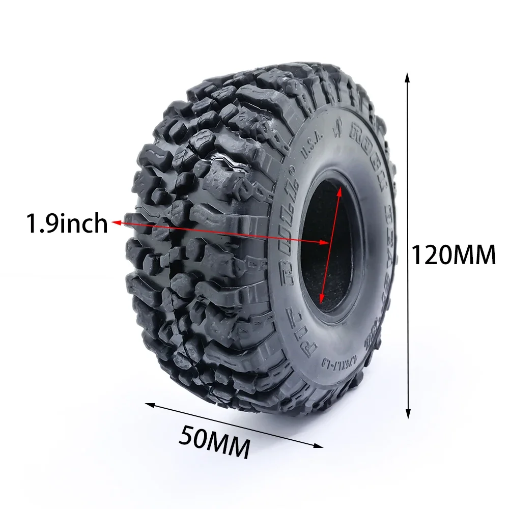 4 sztuk 120MM 1.9 Cal miękkie opony dla SCX10 90046 D90 TRX4 zdalnie sterowana ciężarówka gąsienicowe 1.9/2.2 Rim