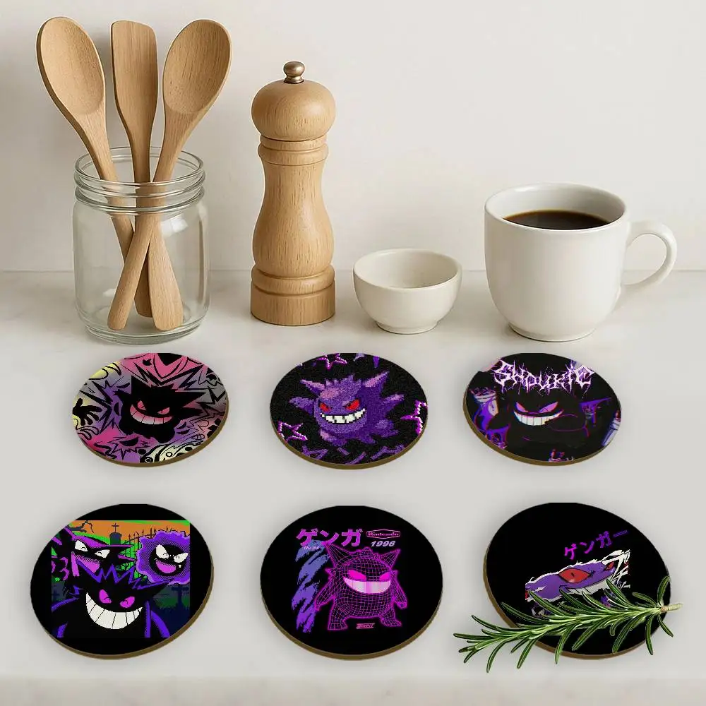 Anime G-Gengar 2D Wooden Coasters Heat Resistant Non-Slip Holiday Birthday Gift Durable