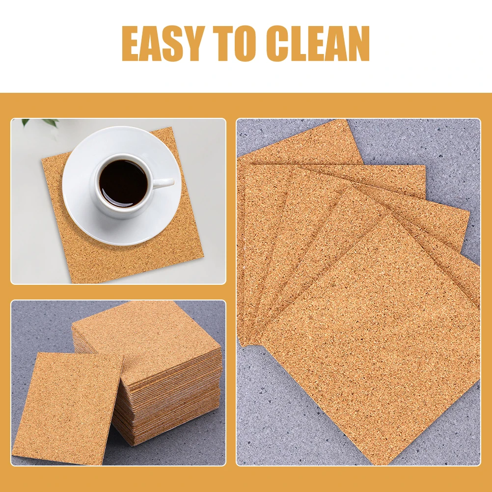 

30pcs Cork Coasters Square Cup Mats Heat-Resistant Non-Slip Table Protection Drink Pads For Home Kitchen Coffee Shop Decorative
