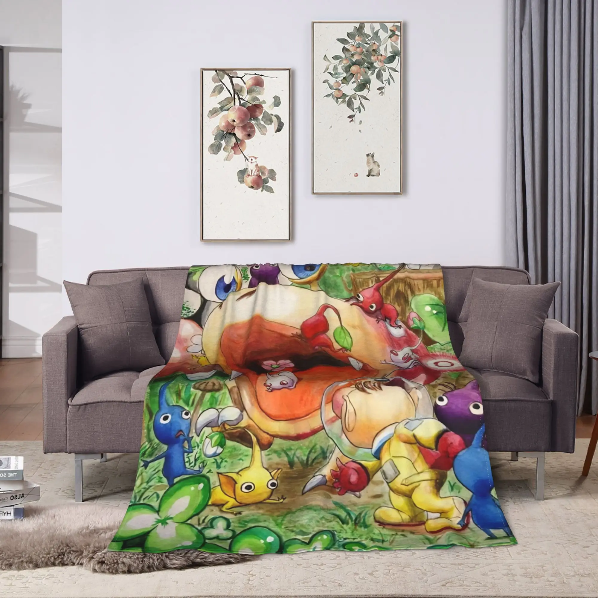 Pikmin Game Blanket  Warm Novelty Plush Bedding Throws For Outdoor Decorative Flannel Bedspread Bed Cover