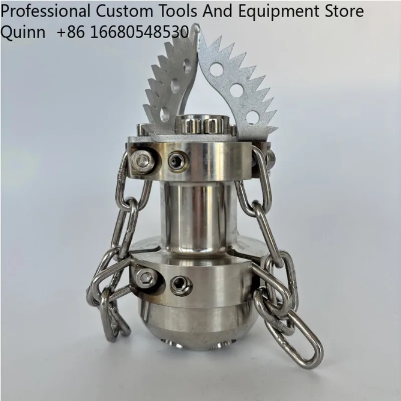 GCHigh Pressure SS Rotating Blasting Nozzle  Pipeline Dredging Cleaning Diamond Nozzle Rope Chain Sling Rotating Sewer Nozzle