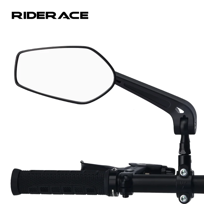 RIDERACE Bicycle Handlebar Reflector Rear View Mirror For MTB Mountain Bike Scooter Wide-Range Cycling Adjustable Angles Mirrors