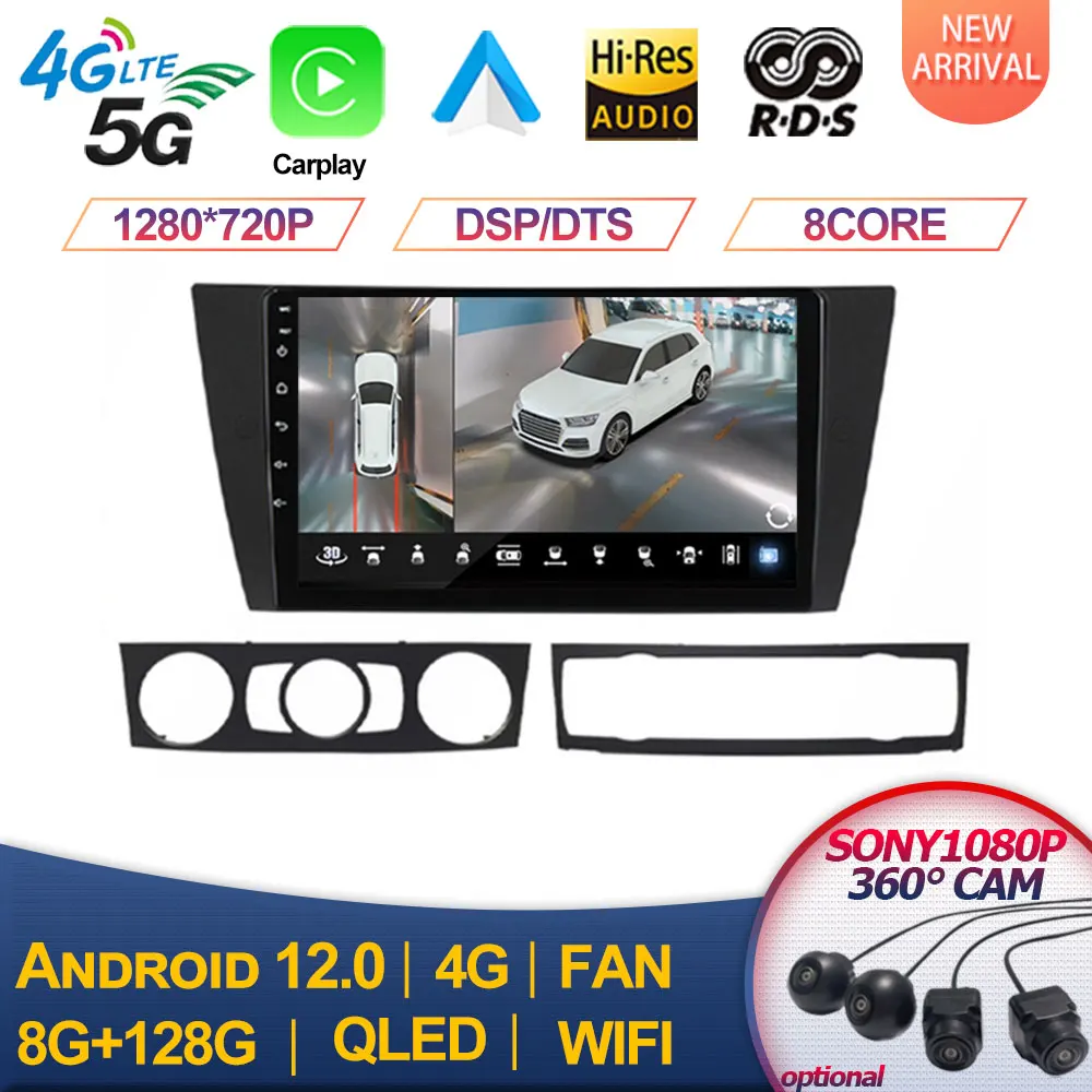 

for BMW 3 Series E90 E91 E92 E93 Car Radio Stereo Player Multimedia GPS Navigation Carplay QLED DSP Android 12 360 Panoramic