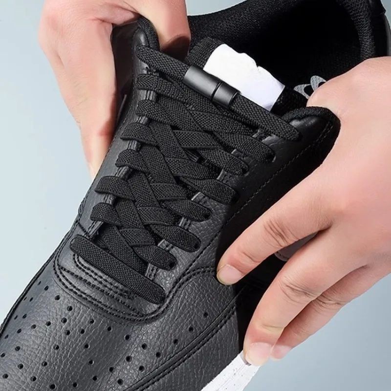 1 par de cordones de bloqueo magnético, cordones elásticos planos sin atar para zapatillas, botas, bandas de goma, accesorios para zapatos, ajuste rápido y duradero