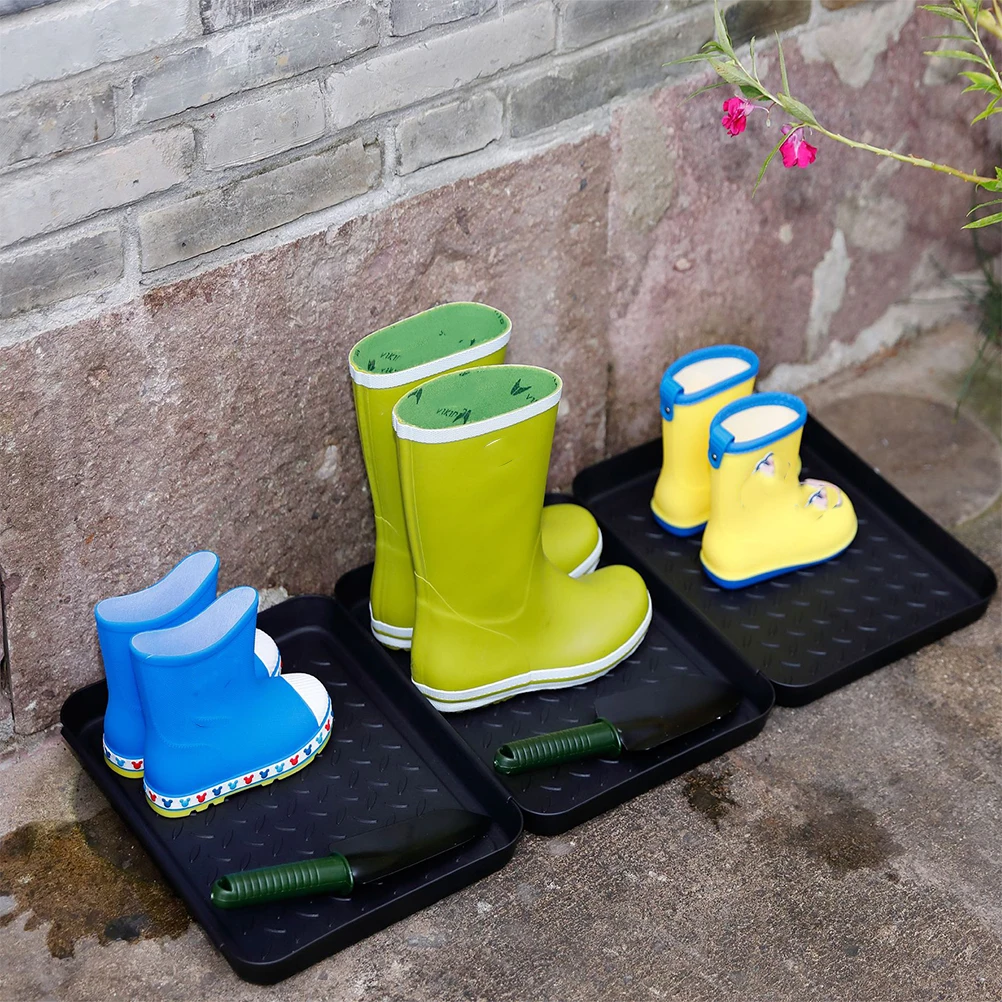 

3PCS Plastic Serving Tray Stackable Black Storage Plates for Shoes Cleaning Gardening Plastic Dessert Tray Pet