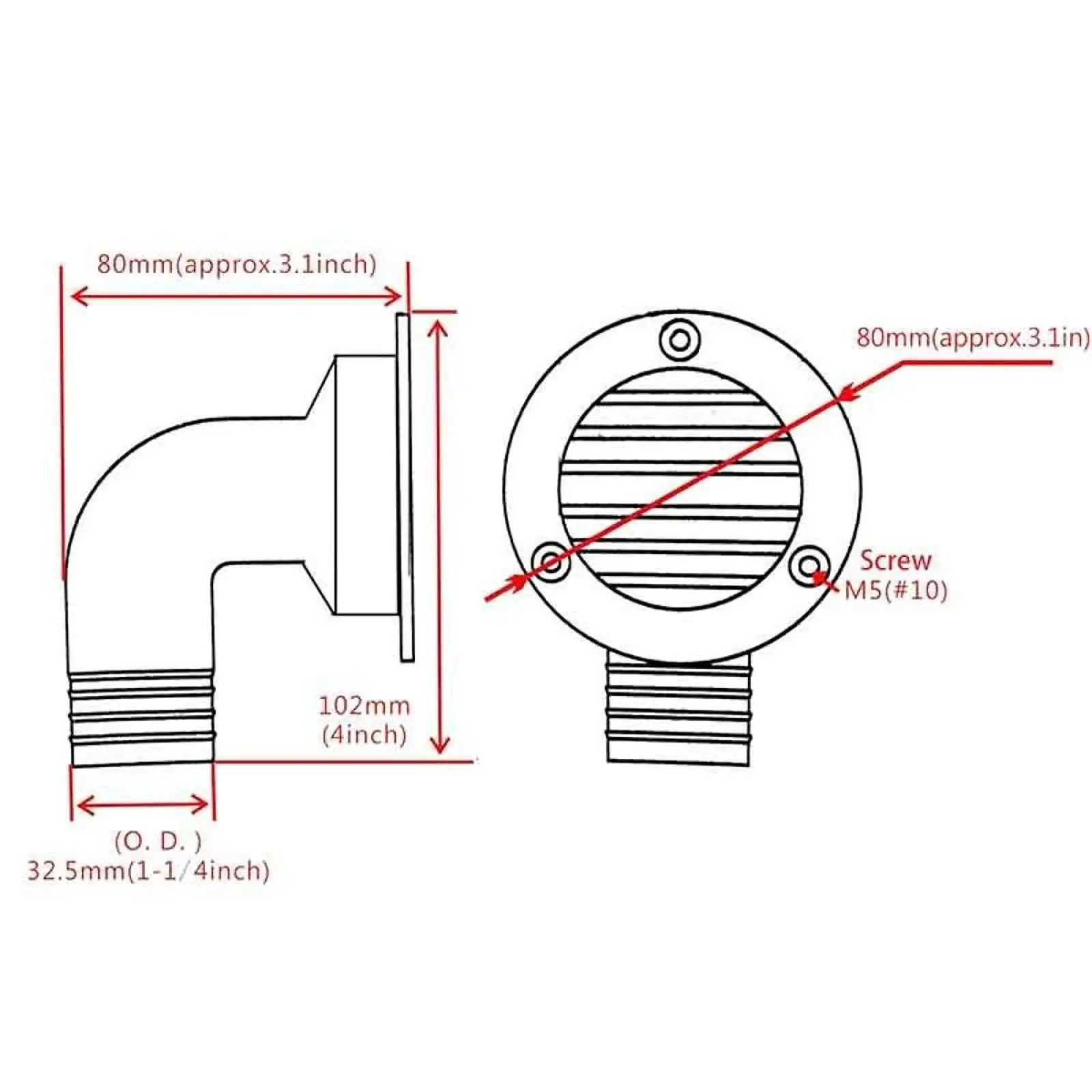 Marine Boat Floor Drain Boat Hardware Heavy Duty Professional Accessories 90 Degree Deck Water Drainage Stainless Steel