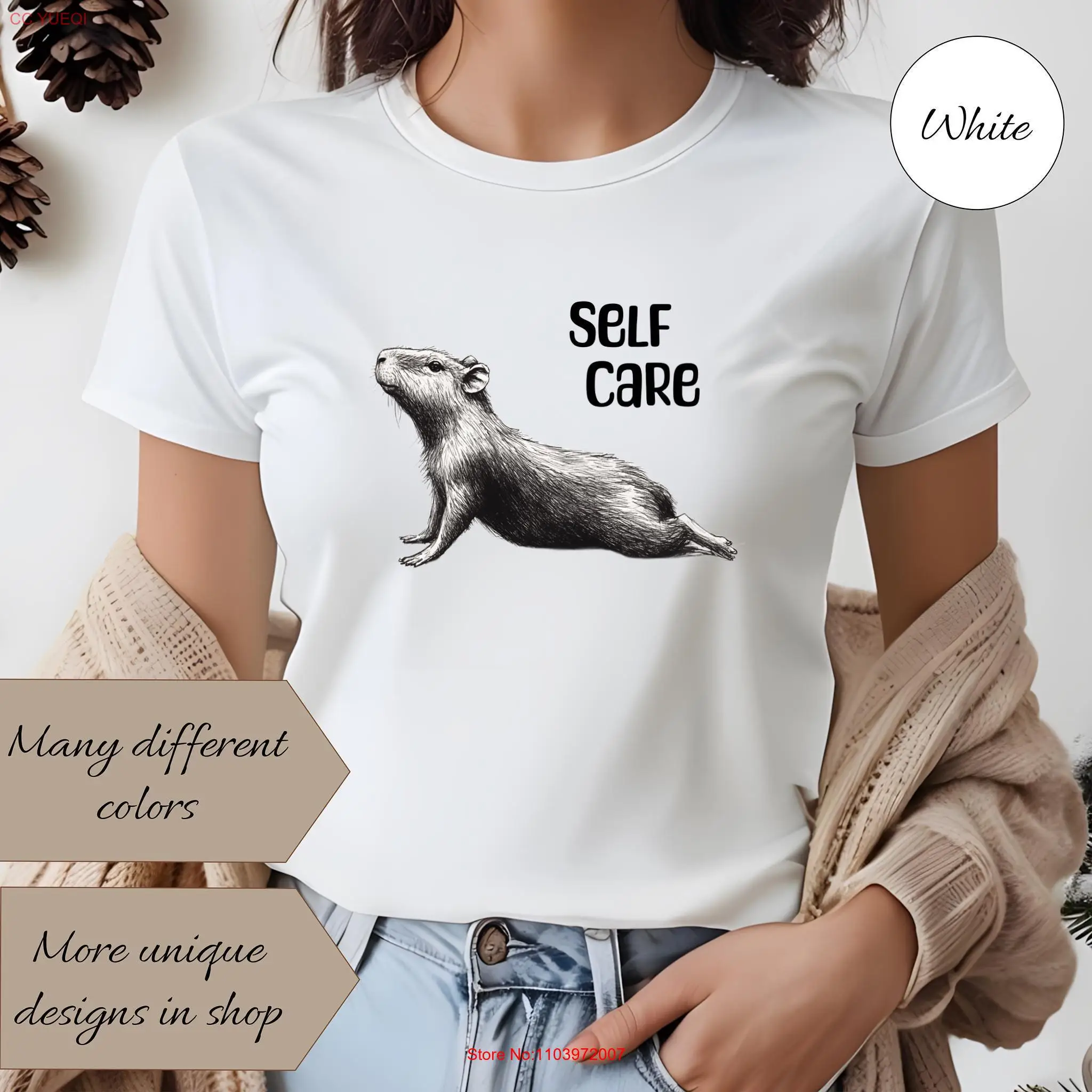Футболка с капибарой Chill Guy does Namaste Yoga Selfcare Idea Cute для любителей домашних животных Capibara с длинными или короткими рукавами