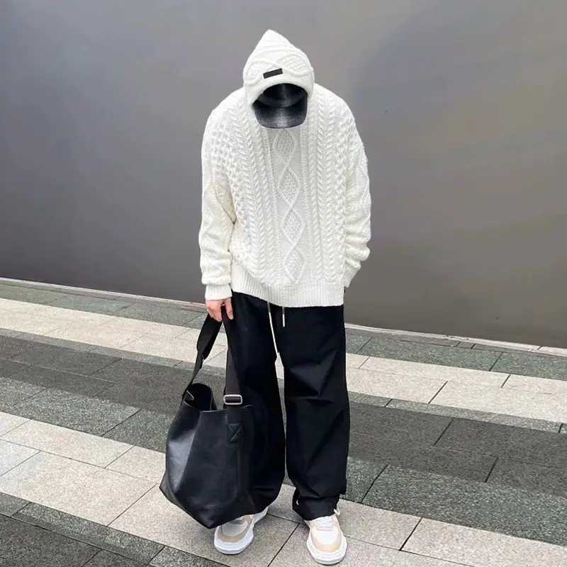 24ss FO Double Thread Casual Hooded Twists Shape Sweater Knitwear Autumn and Winter New Men and Women High Street Hooded Sweater