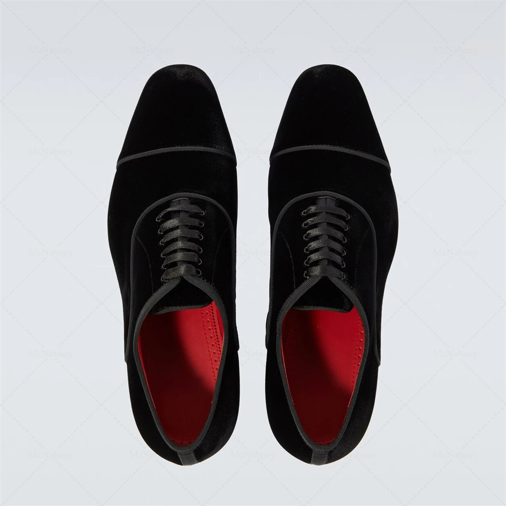 Black Velvet Oxfords Round Toe Silver Metal Flat Heel Loafers Men Dress Wedding Shoes Elegant Classic Formal Shoes Plus Size