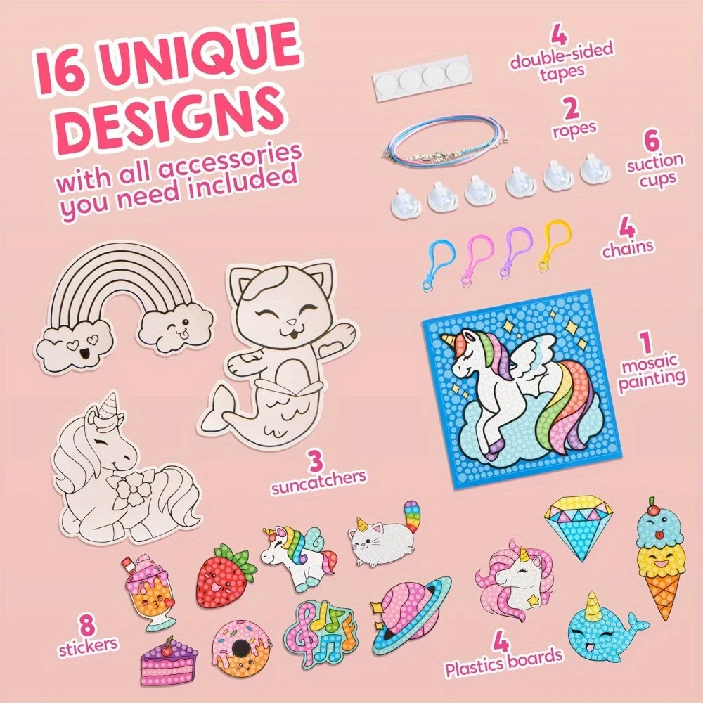 JOYFY 16 Projektów Zestaw do Malowania Diamentami dla Dzieci z Diamentami 5D dla Dziewczynek w Wieku 6-12 Lat Zestawy do Rękodzieła z Diamentami Prezent