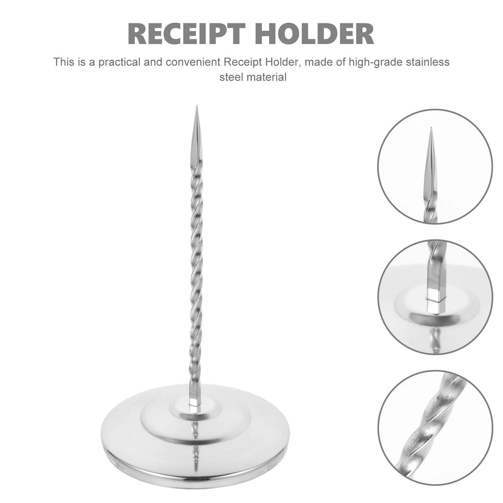 Suporte de aço inoxidável para recibos, pico para cozinha, mesa de escritório, nota estável, memorando, armazenamento de verificação
