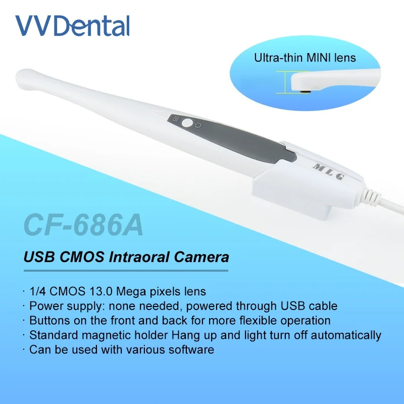 Dental Intraoral Camera Sensor 1/4 CMOS 13MP with 6 LED Light Oral Examination Camera Endoscope Automatic Focusing Dental Tools