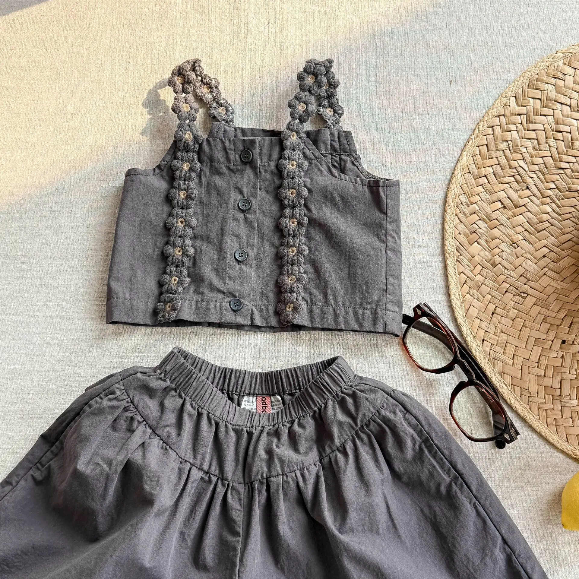 2026 Summer New Girls Sleeveless Clothes Set Kids Girls Flower Sling Vest + Pants 2pcs Suit Children Clothing Baby Outfits 5