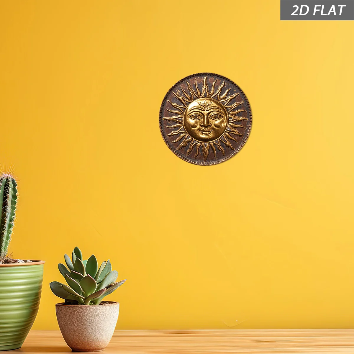1pc 2D Flat Printed Metal Aluminum Sign Featuring Vintage Sun Wall Art,  with A Golden and Bronze Finish