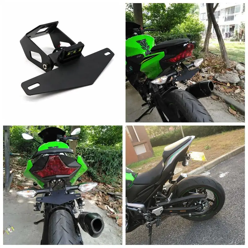 Motorcycle License Plate Bracket Holder Mount LED Light For Kawasaki NINJA 400 2018-2019 NINJA 250 Z400 2019-2020