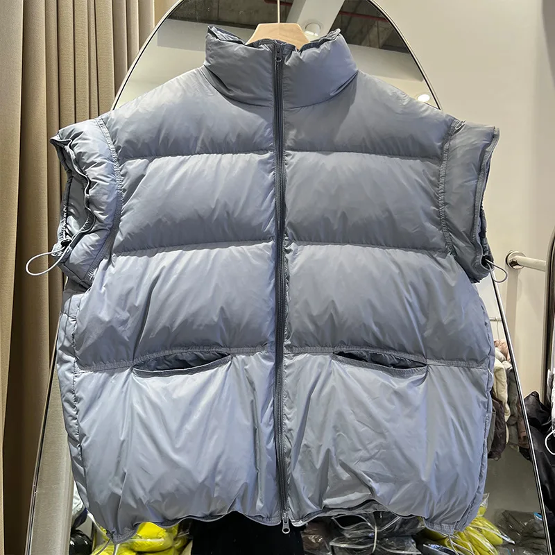 2025 Nieuwe Dikke 90% Witte Eendendons Puffer Jas Winter Vrouwen Stand Kraag Rits Parka Vrouwen Mouwloze Jas winter Uitloper