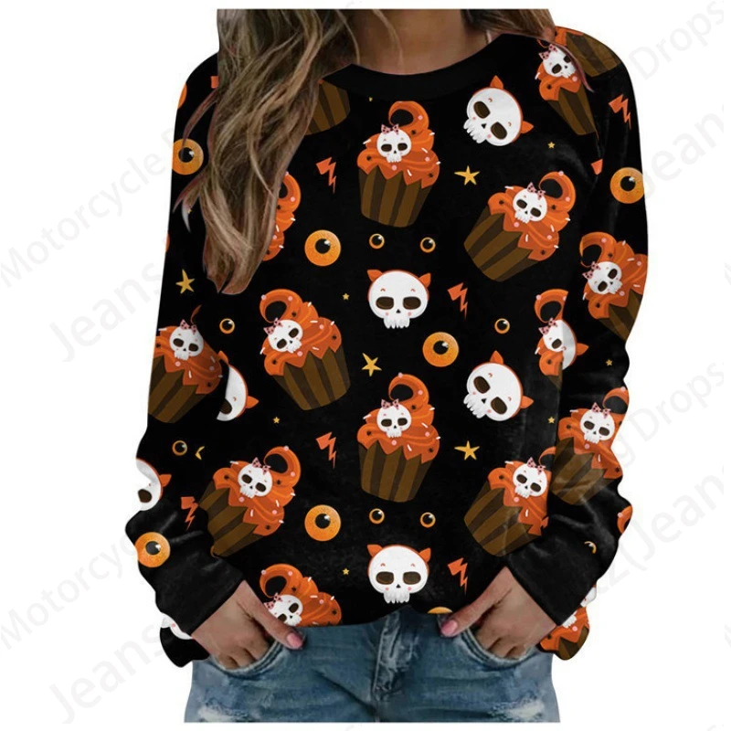 Happy Halloween Hoodie Women Fashion O-neck Hoodies Women Sweats Pumpkin Coat Girl Clothes O-neck Long Sleeve Hoodie Female Fall