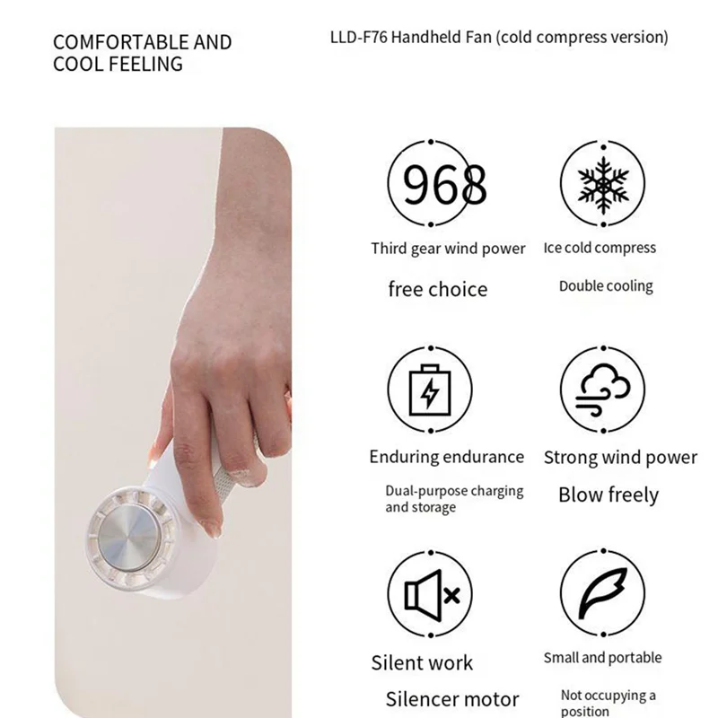 A60Z Top Portable Handheld Fan Mini Air Conditioner Fan, 2000Mah USB Rechargeable