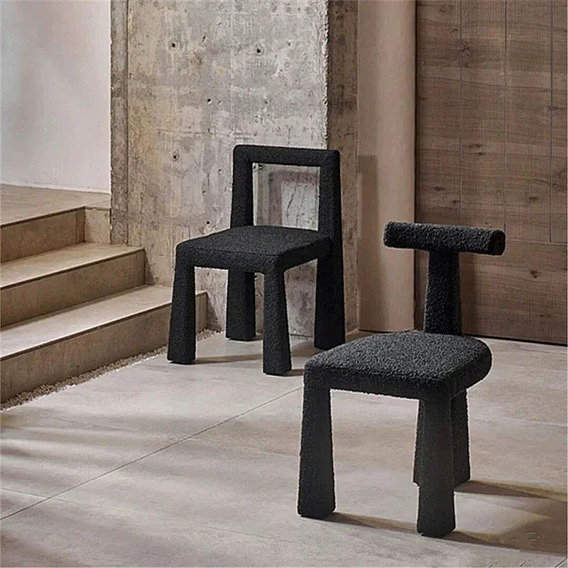 

Household Wabi-Sabi Style Backrest Dining Chair Makeup Chair Lambswool Designer Cafe Light Luxury Simple Chair New 2023