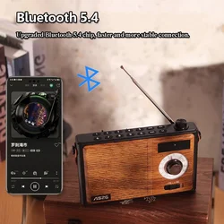 Portable Vintage FM AM Radio Classic Retro Tunning Radios Wireless Hifi Bluetooth 5.4 Speaker TF Card U Disk MP3 Music Player