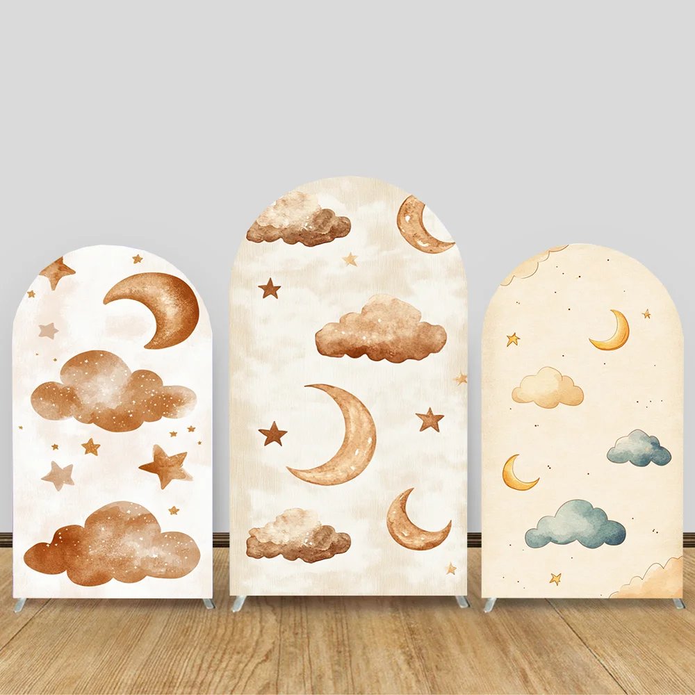 

Clouds Theme Birthday Party Arch Cover Backdrop Baby Shower Kids Birthday Decoration Stretch Fabric Customize Arched Background