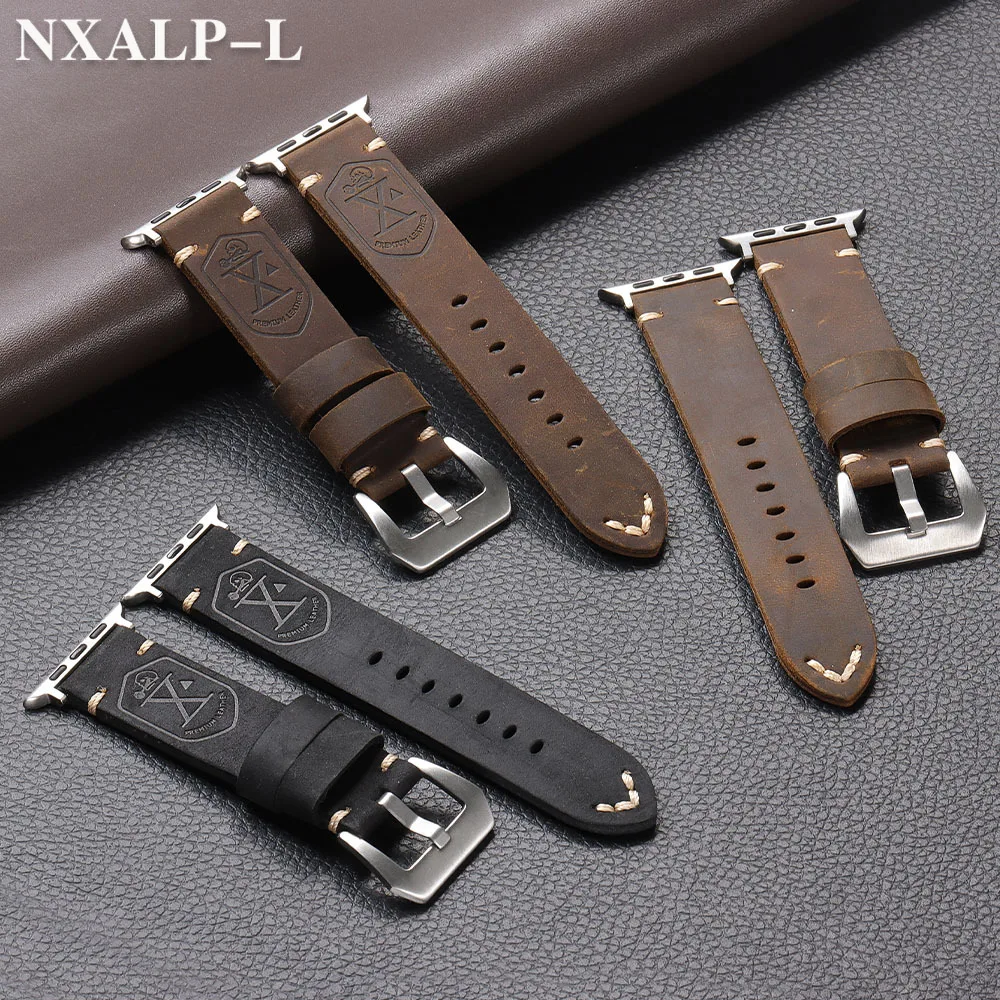 اليدوية جلد البقر حزام ساعة اليد ل سوار ساعة يد آبل Ultra2 49 مللي متر 44 مللي متر 45 مللي متر الجلود سوار ل Iwatch 9 8 7 6 5 SE 40 مللي متر 41 مللي متر 38 مللي متر