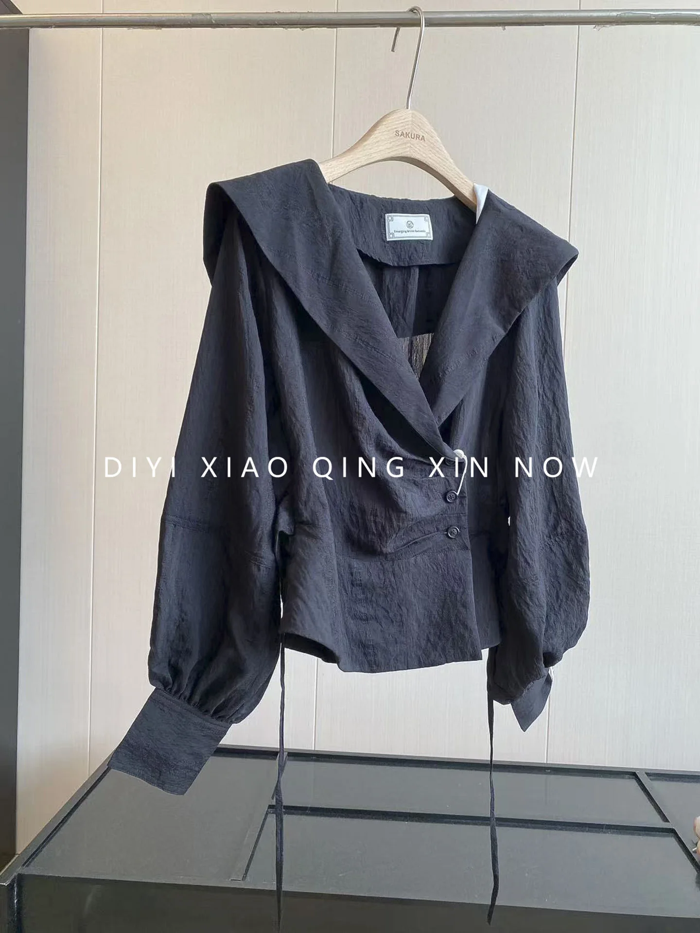 DIYI Women's Shirt Waist Cinching Special Collar Dyed Dark Pattern Gradient Color Long Sleeve Polyester Fiber Commute Style